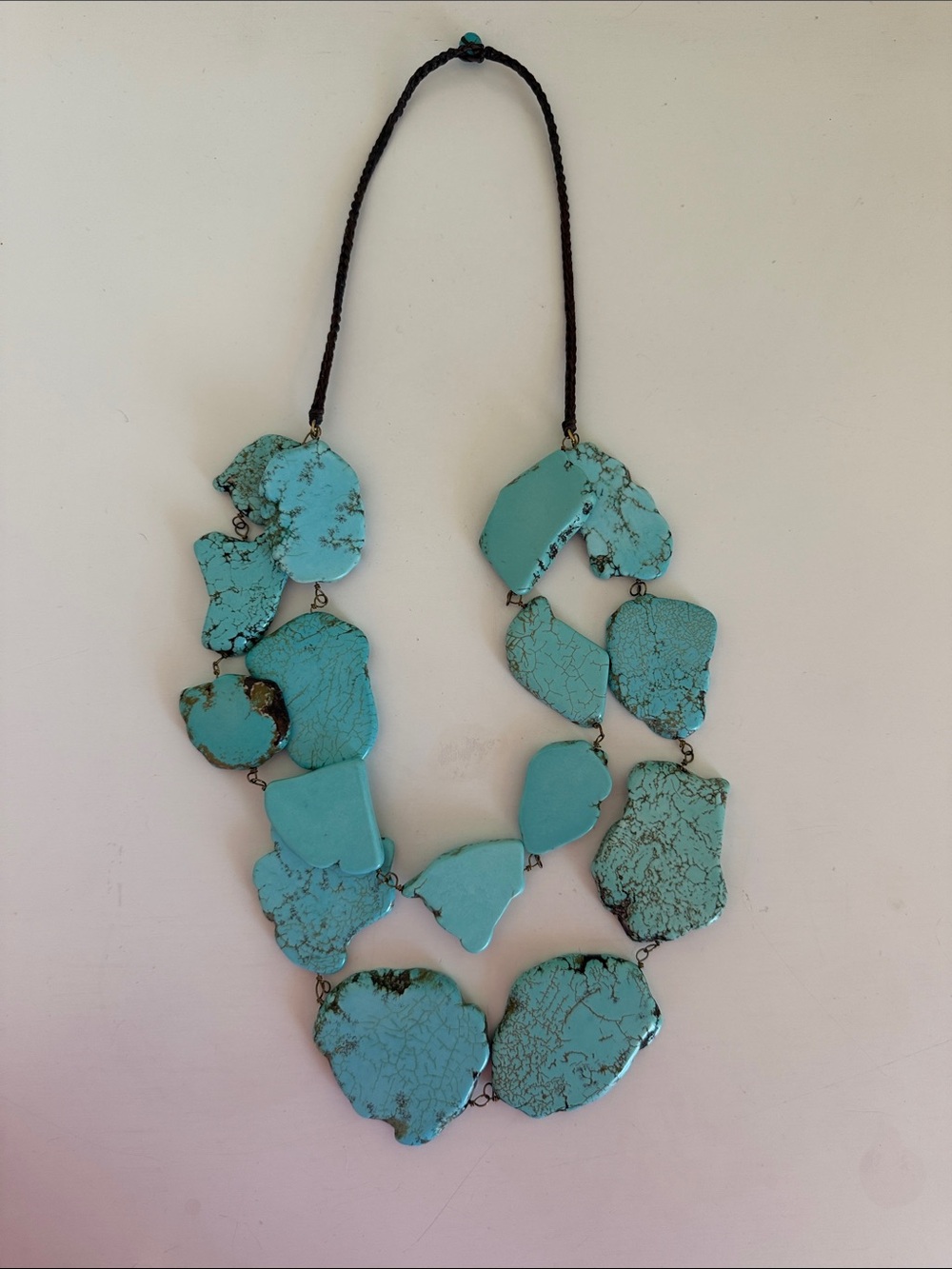 Turquoise Statement Necklace - Bold Blue Chunky Stone Bib